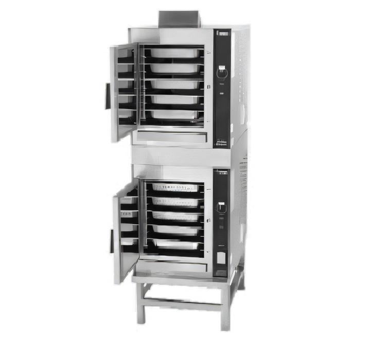 Product image #1 for Groen HyperSteam 2-Compartment Pressureless Gas Convection Steamer with Stand, 10-Pan Capacity
