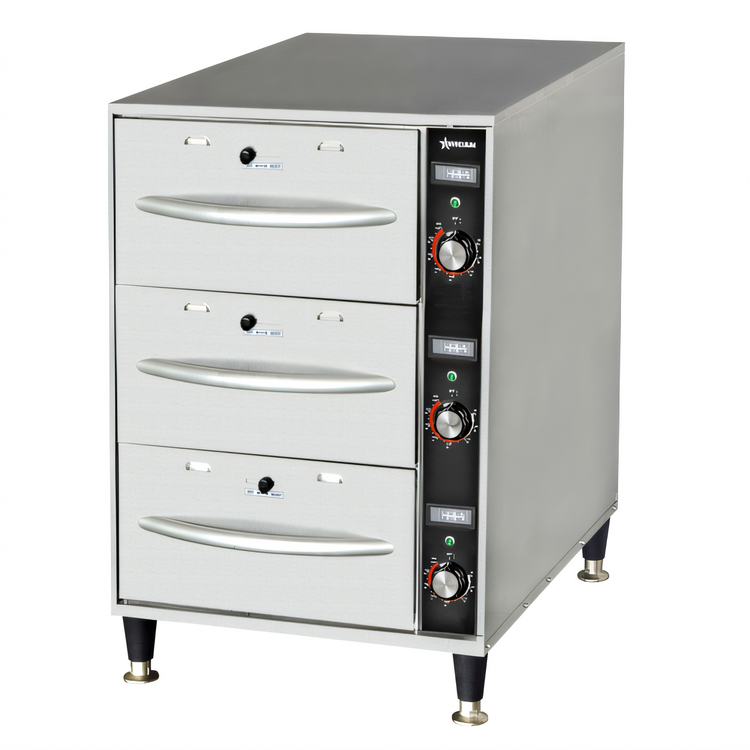 Product image #1 for Omcan USA 3-Drawer Narrow Freestanding Warming Drawer for Full-Size Food Pans