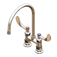 T&S Brass B-0324-CR-129X 4 Inch Centers Deck Mount Surgical Mixing Faucet with 8 3/4 Inch Gooseneck