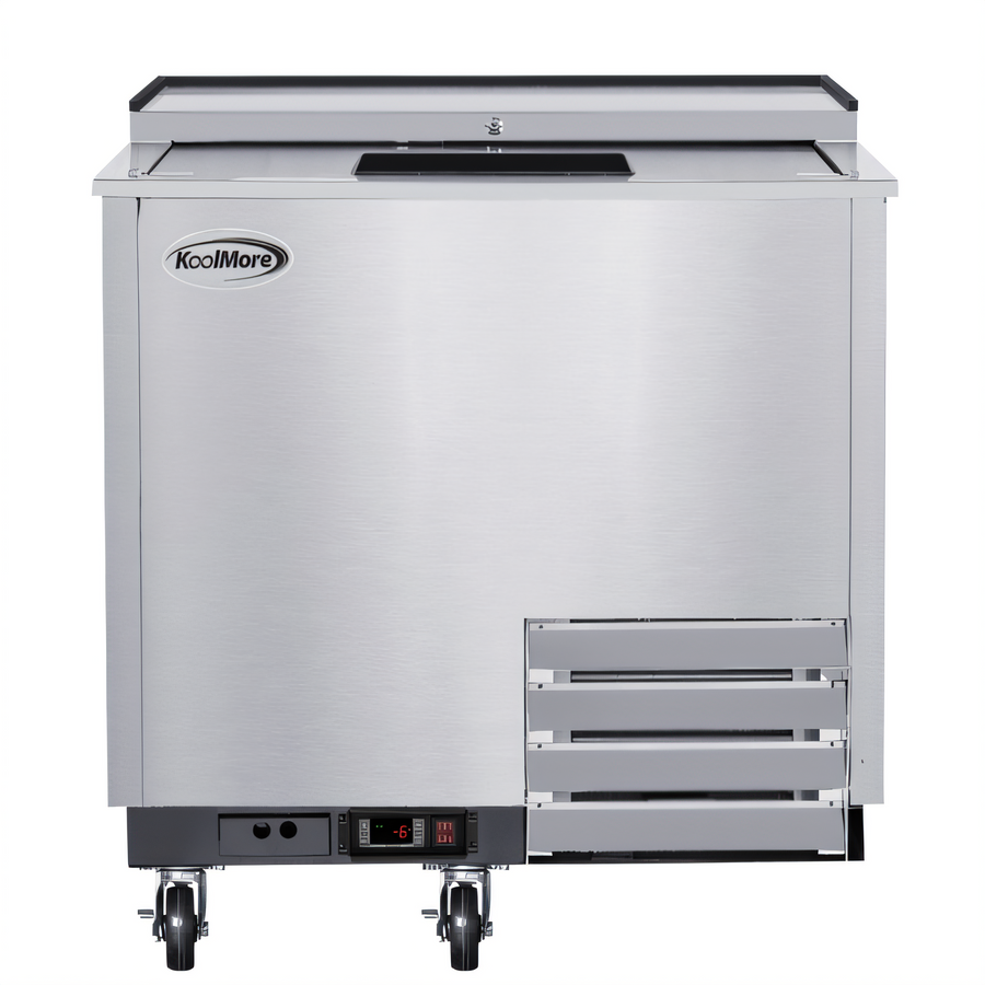 Product image #1 for KoolMore 36-Inch Stainless Steel Commercial Glass Froster, 9 Cu. Ft., Sliding Top Door