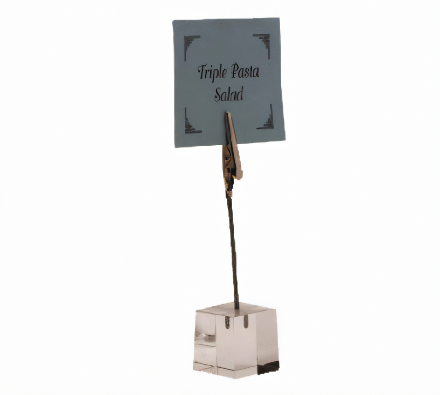 Product image #1 for Clear Acrylic Alligator Clip Menu Card Holder with Square Base, 4.25 Inch
