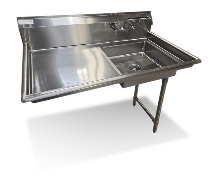 Product image #1 for Steel Works Stainless Right-Hand Undercounter Dish Table with 20 x 20 x 5 Inch Pre-Rinse Bowl, 48 x 30 Inches