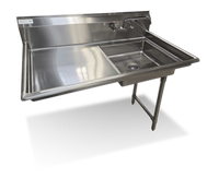 Steel Works Stainless Right-Hand Undercounter Dish Table with 20 x 20 x 5 Inch Pre-Rinse Bowl, 48 x 30 Inches