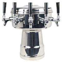 Micro Matic Mushroom Countertop Air-Cooled Draft Beer Tower with 5 Stainless Steel Faucets