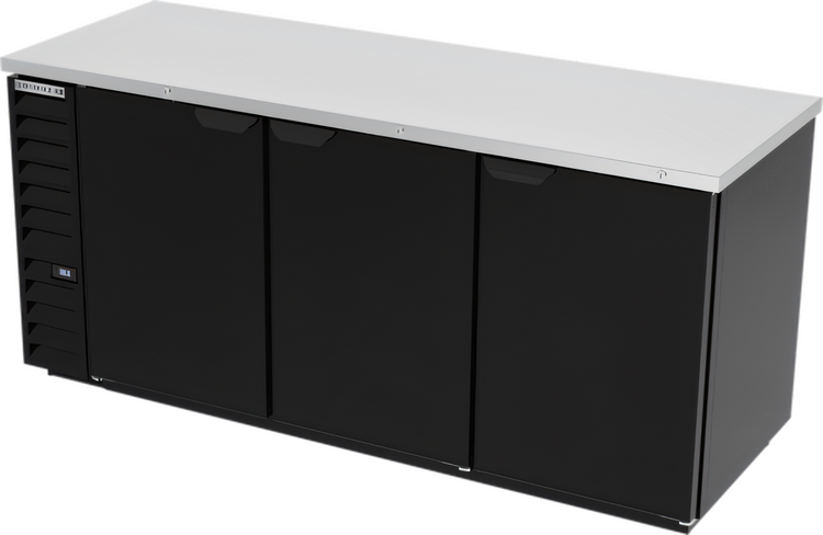 Product image #1 for Beverage-Air BB78HC-B 78-Inch Three-Section Solid-Door Back Bar Cooler with Self-Contained R290 Cooling
