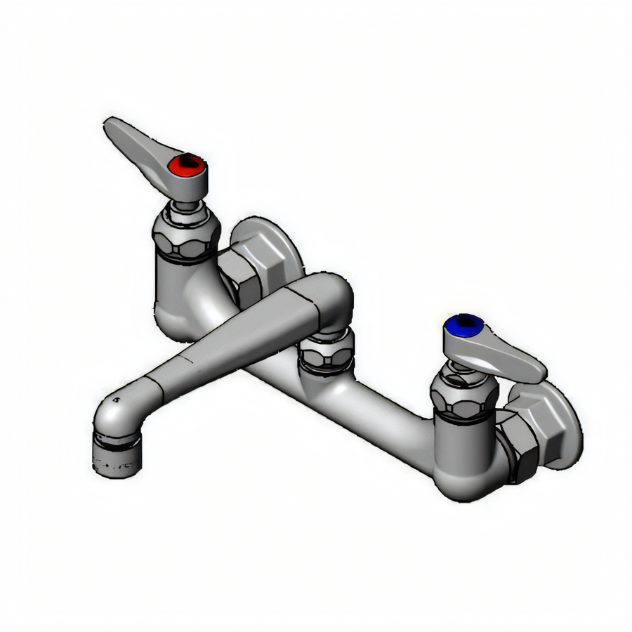 Product image #1 for T&S Brass B-0230-01-QT-VR 8-Inch Wall Mount Pantry Mixing Faucet with 6-Inch Swing Spout and 2.2 GPM VR Aerator