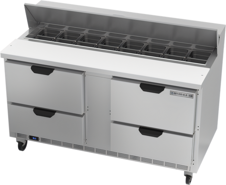 Product image #1 for Beverage-Air SPED60HC-16-4 Two-Section Sandwich Prep Table with 4 Drawers and 16-Pan Standard Top