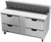 Thumbnail image #1 for Beverage-Air SPED60HC-16-4 Two-Section Sandwich Prep Table with 4 Drawers and 16-Pan Standard Top