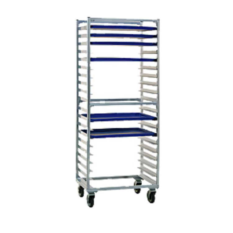 Product image #1 for Fixed Angle Aluminum Pan Rack for 18" x 26" Trays, 20 Capacity, End Loading, 5" Casters