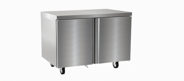 Product image #1 for Delfield 48-Inch Two-Section Worktop Freezer with Doors, Self-Contained Rear-Mounted, R290, 115V