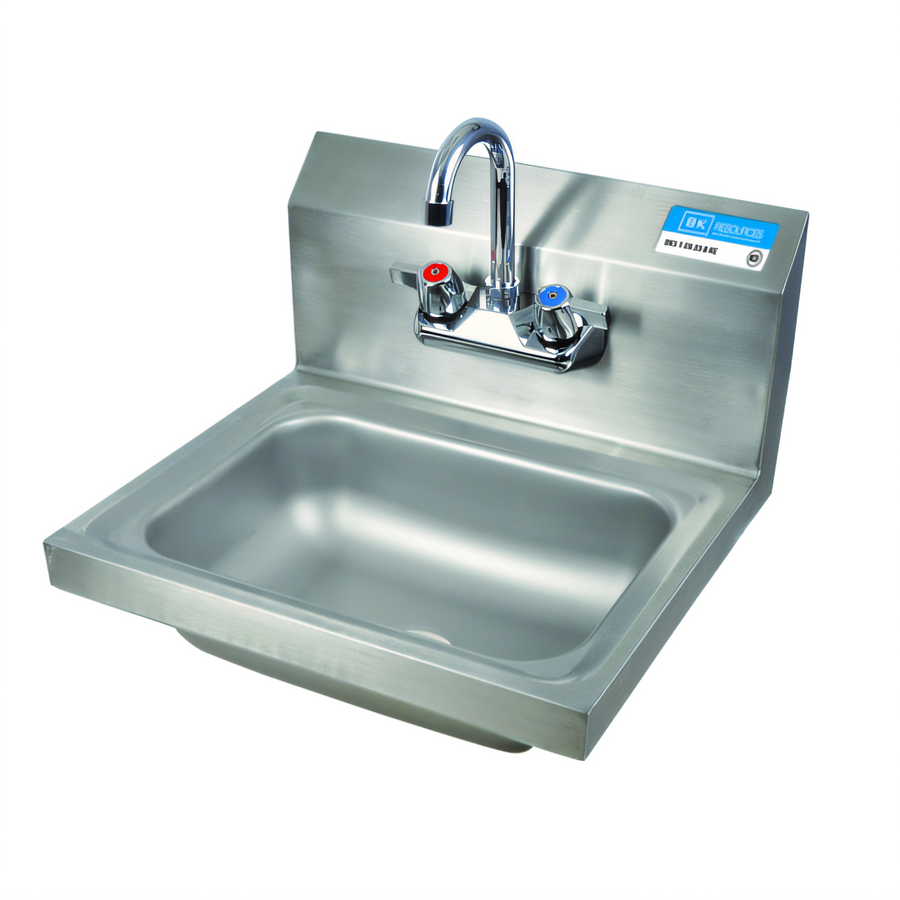 Product image #1 for BK Resources Wall-Mounted Hand Sink Package with Lead-Free Faucet, 14 x 10 x 5 Bowl, 304 Stainless Steel