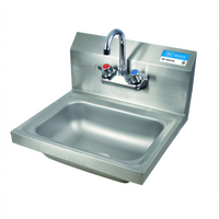 BK Resources Wall-Mounted Hand Sink Package with Lead-Free Faucet, 14 x 10 x 5 Bowl, 304 Stainless Steel