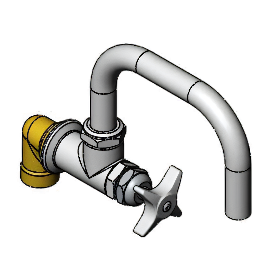 Product image #1 for T&S Brass Big-Flo Wall-Mount Faucet with 6-1/2 Inch Swing Nozzle and 4-Arm Handle