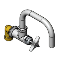 T&S Brass Big-Flo Wall-Mount Faucet with 6-1/2 Inch Swing Nozzle and 4-Arm Handle