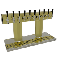 Countertop Air-Cooled Tee Draft Dispensing Tower, 10 Faucets, Brass Finish