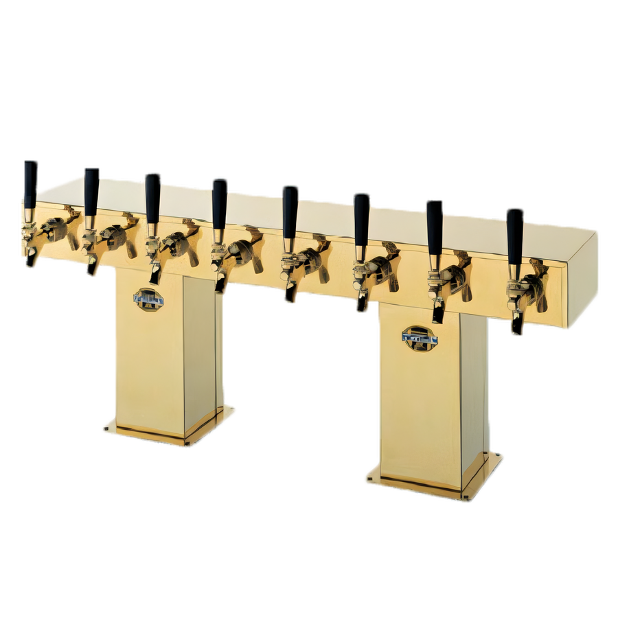 Product image #1 for Perlick Bridge Tee Countertop Draft Beer Tower, Extra High, 16 Faucets, Glycol-Cooled, Tarnish-Free Brass Finish