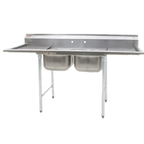Thumbnail image #1 for Eagle Group 412-16-2-18-X 72-1/4-Inch Two-Compartment Stainless Steel Sink with Left & Right 18-Inch Drainboards and 9-1/2-Inch Backsplash