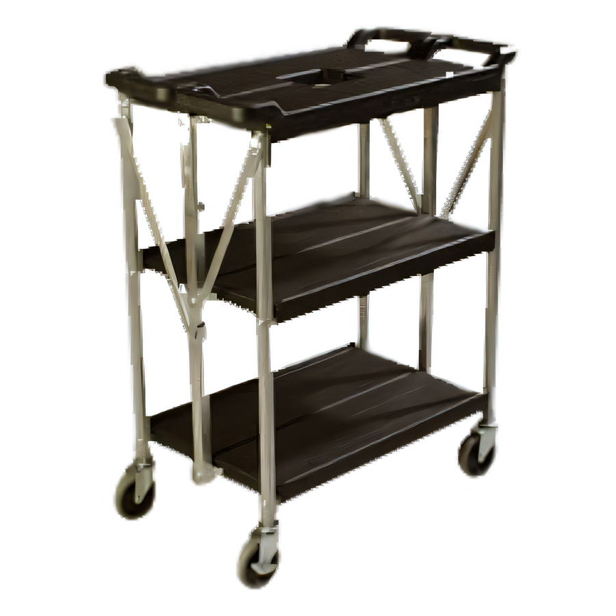 Product image #1 for Fold 'N Go 15 x 21 Folding Open Design 3-Shelf Bus Cart, Black, 350 lb Capacity