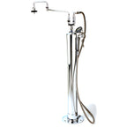 Thumbnail image #1 for T&S Brass B-0183 Combination Kettle Filler and Spray Stanchion, Floor-Mounted, Chrome-Plated, 18-Inch Nozzle, 104-Inch Hose, Hot/Cold Valves
