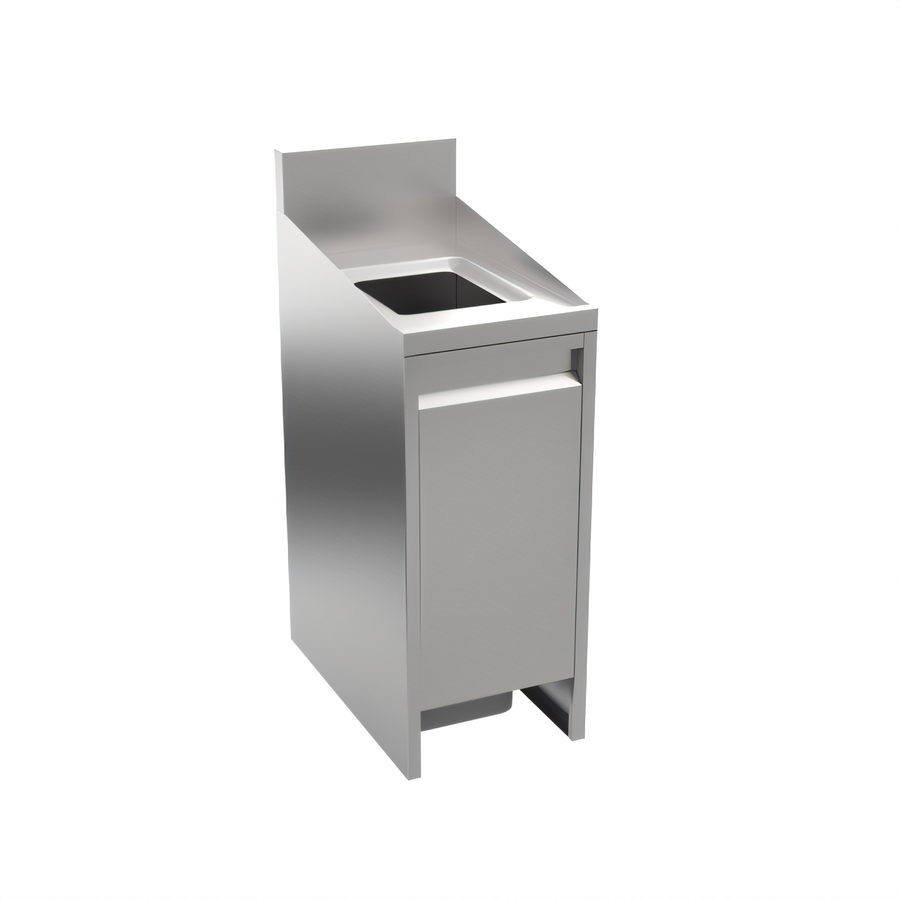 Product image #1 for Krowne Alchemy Series Stainless Steel Trash Station with Swing Door and Top Opening, 14-Inch Wide x 24-Inch Deep