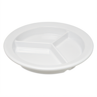 Dallas Ware® 9-Inch Round 3-Compartment Melamine Compartment Plate, White