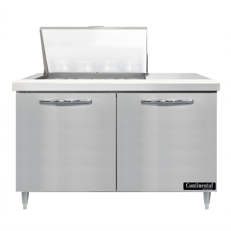 Product image #1 for Continental Refrigerator D48N12M Designer Line 48" Mighty Top 2-Door Refrigerated Sandwich Prep Table with 12 Pans
