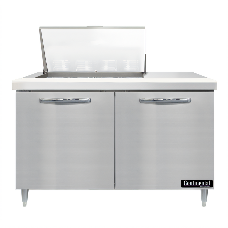 Product image #1 for Continental Refrigerator D48N12M Designer Line 48" Mighty Top 2-Door Refrigerated Sandwich Prep Table with 12 Pans