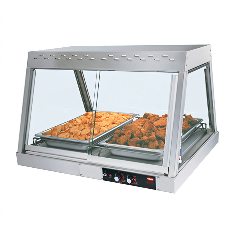 Product image #1 for Hatco Glo-Ray Countertop Heated Display Case, Straight Glass Front, 2-Pan Full-Service Hot Food Merchandiser