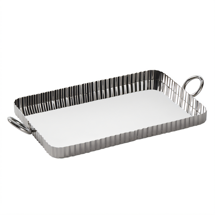 Product image #1 for American Metalcraft Rectangular Fluted Stainless Steel Serving Tray, 10 Inch