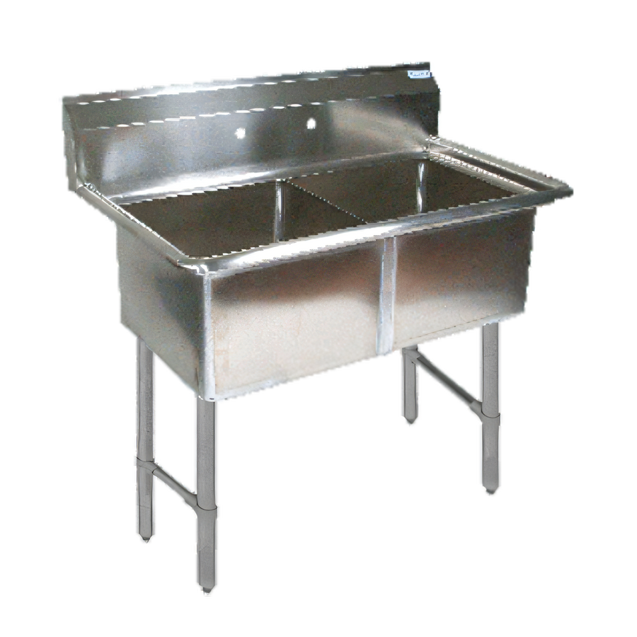 Product image #1 for BK Resources Two Compartment No-Drainboard Stainless Steel Sink, 24 x 24 x 14 Inch Bowls