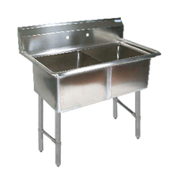 BK Resources Two Compartment No-Drainboard Stainless Steel Sink, 24 x 24 x 14 Inch Bowls