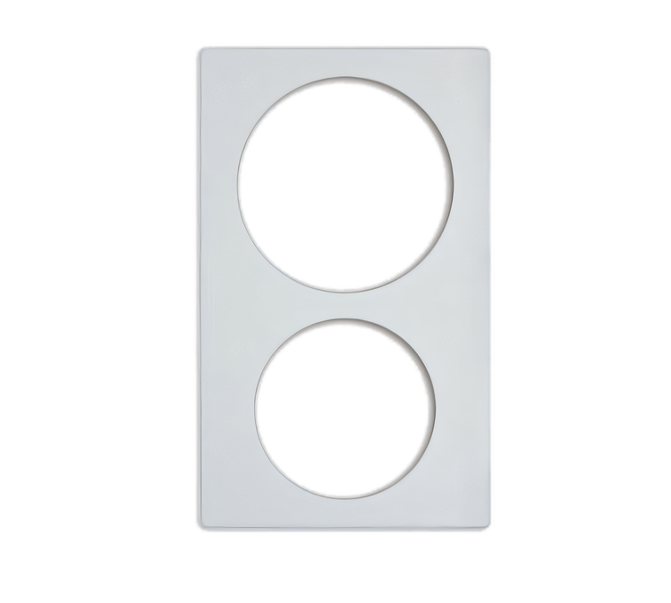 Product image #1 for Miramar Single Size Cookware Template Adapter Plate, White Stone Resin, 2 Round Cutouts