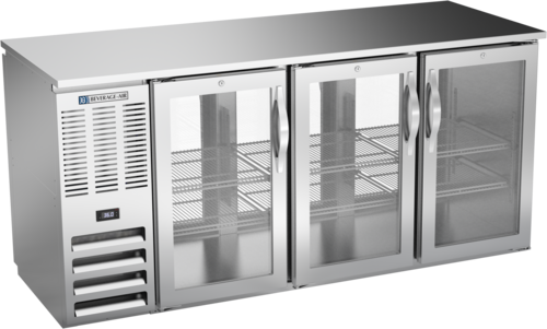 Product image #1 for 72-Inch Three-Section Food-Rated Pass-Thru Back Bar Refrigerator with Sliding Glass Doors