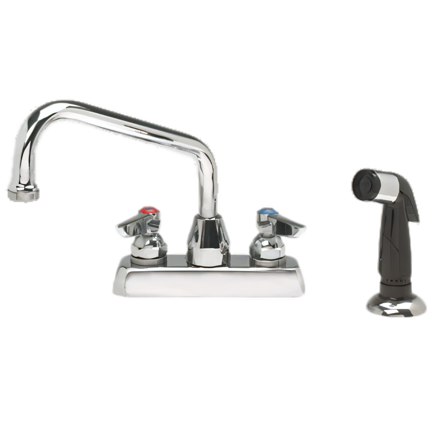 Product image #1 for Advance Tabco Deck-Mounted Manual Faucet with 4-Inch Centers, Swing Spout, and Melt-Down Spray Nozzle