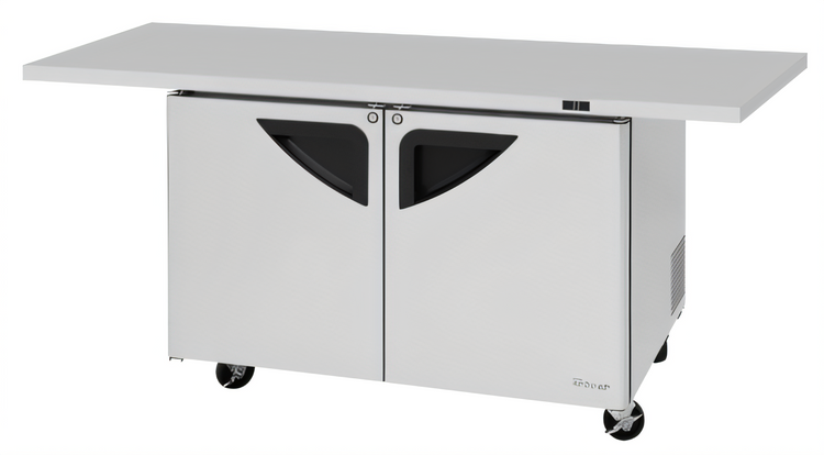 Product image #1 for Turbo Air Super Deluxe Series 72-5/8-Inch Two-Section Undercounter Refrigerator with Extended Countertop, 12.2 Cu. Ft.