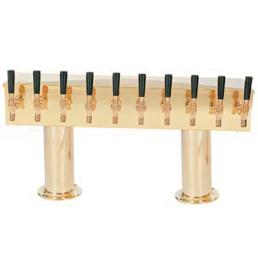 Product image #1 for Countertop Double Pedestal 10-Faucet Glycol-Cooled Draft Beer Tower, PVD Brass Finish