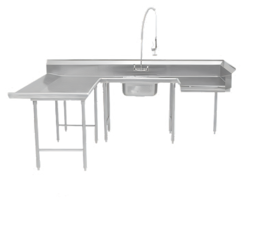 Product image #1 for Advance Tabco U-Shaped Soiled Dish Table with Left-Hand Attachment, Pre-Rinse Sink, and Landing