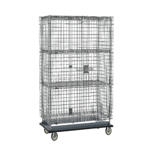 Product image #1 for Super Erecta Heavy-Duty Mobile Security Cage with 2 Intermediate Shelves, 50-1/2 x 28-1/16 x 68-1/2 Inches, Chrome Plated