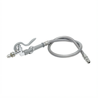 T&S Brass Pre-Rinse Spray Assembly with Quick Disconnect, Fan Spray Head, and 44-Inch Flexible Stainless Steel Hose
