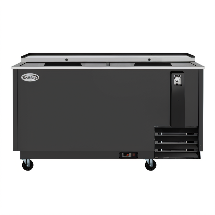 Product image #1 for KoolMore 65-Inch Black Commercial Bottle Cooler with Built-In Opener and Sliding Doors, 19 Cu. Ft.