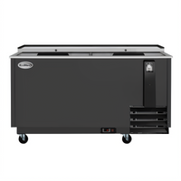 KoolMore 65-Inch Black Commercial Bottle Cooler with Built-In Opener and Sliding Doors, 19 Cu. Ft.
