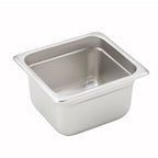 Thumbnail image #1 for Winco SPJH-604 1/6 Size Solid Steam Table Pan, 4-Inch Deep, 22-Gauge 18/8 Stainless Steel, Anti-Jamming Case of 48