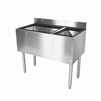 CHOICE 36-Inch Stainless Steel Underbar Combo Ice Bin/Cocktail Unit with Right-Hand 6-Bottle Insulated Storage
