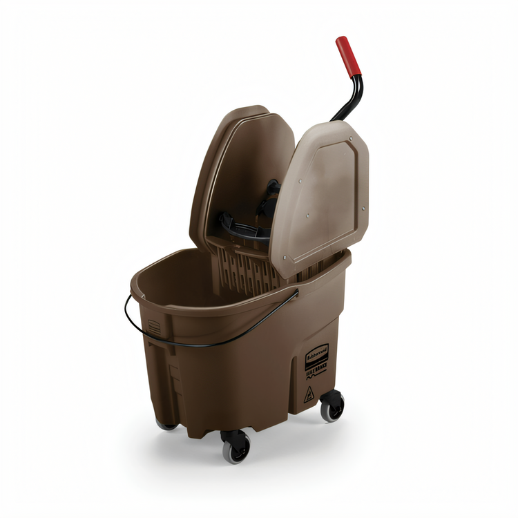 Product image #1 for Rubbermaid Commercial WaveBrake 35 Qt Brown Mop Bucket and Down Press Wringer Combo