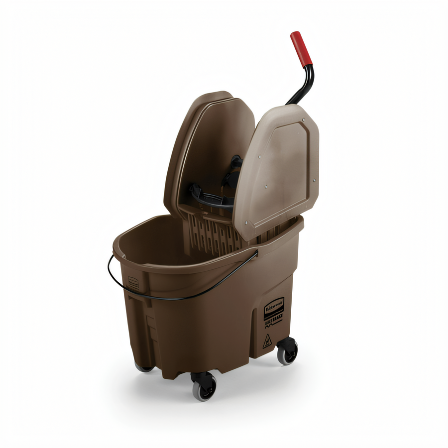 Product image #1 for Rubbermaid Commercial WaveBrake 35 Qt Brown Mop Bucket and Down Press Wringer Combo
