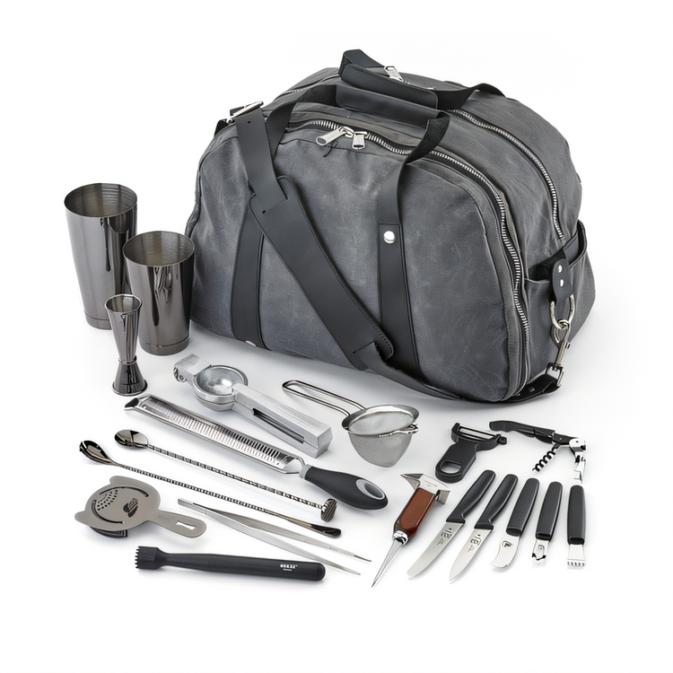 Product image #1 for Barfly Deluxe II 18-Piece Cocktail Mixology Tool Set with Bag, Gun Metal Black-Plated Finish