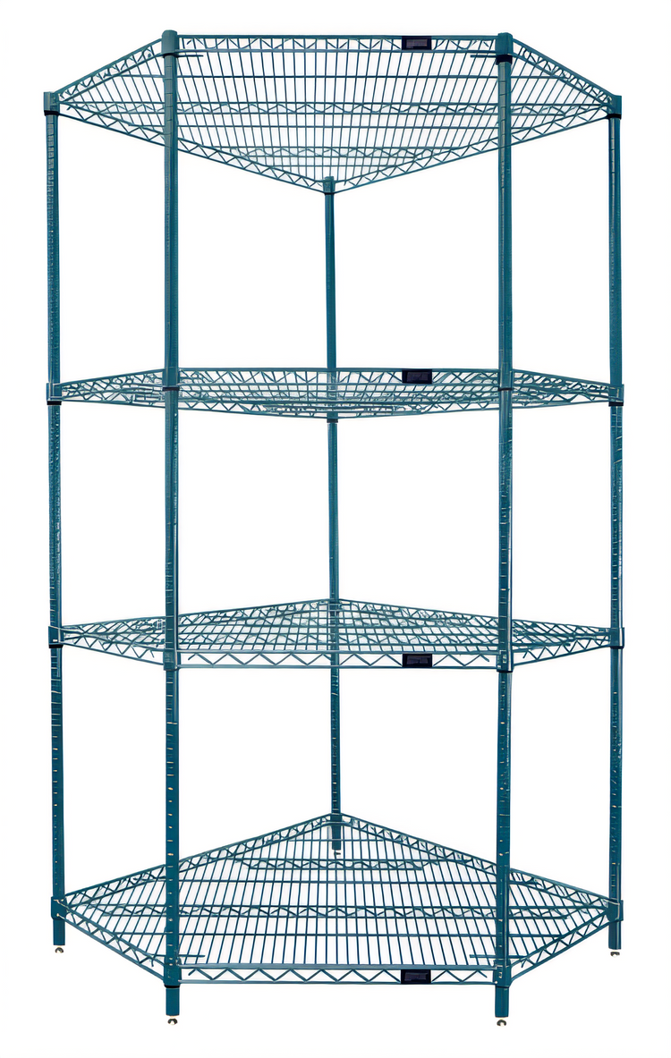 Product image #1 for Quantum 5-Sided Stationary Wire Shelving Starter Kit with 4 Shelves, 36 x 18 Inches, Green Epoxy Antimicrobial Finish