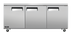 Thumbnail image #1 for Juneau 72-Inch Three-Section Undercounter Reach-In Refrigerator, 11 Cu. Ft., Solid Doors
