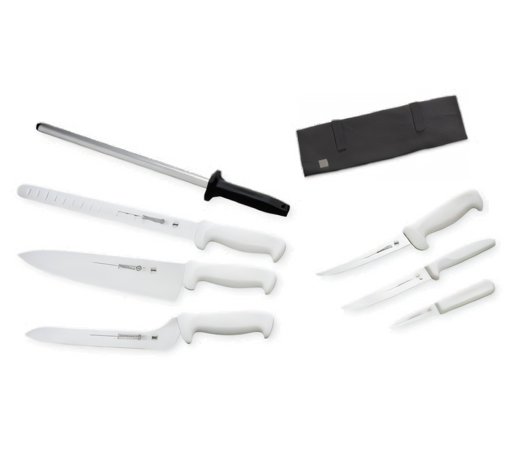 Product image #1 for Mundial 8-Piece Chef's Knife Set with Roll Bag Cutlery Case and Diamond Sharpening Steel