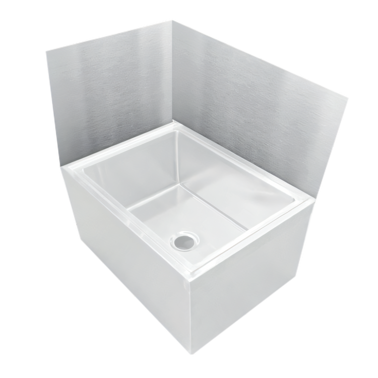 Product image #1 for John Boos Stainless Steel Mop Sink Wall Guard, Rear & Right, for 28 x 20 Inch Mop Sink, 27-Inch High